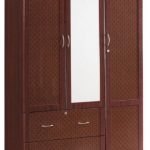 Hodedah Classic 2 Drawer 3 Door Wardrobe With Center Mirror .