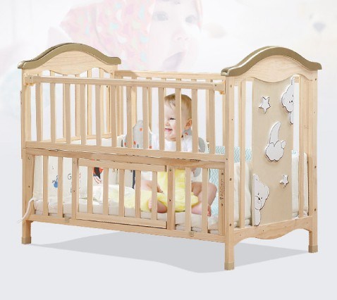 China Imported High Grade Pine Wooden Baby Bed, Fair Baby Cot Bed .