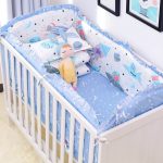 6pcs/set Blue Universe Design Crib Bedding Set Cotton Toddler Baby .