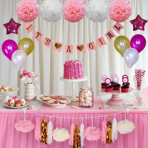 Baby Shower Decorations for Girl-Pink and Gold Baby Shower .