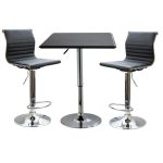 AmeriHome Retro Style Bar Table Set in Black with Adjustable .