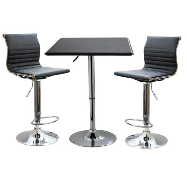 AmeriHome Retro Style Bar Table Set in Black with Adjustable .