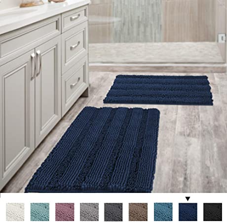 Amazon.com: Navy Blue Bathroom Rugs Slip-Resistant Extra Absorbent .