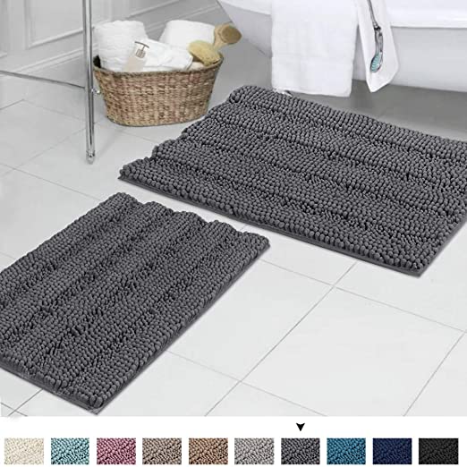 Amazon.com: Ultra Soft Absorbent Chenille Bathroom Rugs, Non Slip .