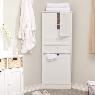 corner linen cabinet for bathroom | Taylor Corner Linen Tower with .