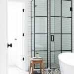 Black and White Quatrefoil Pattern Cement Bath Floor Tiles .