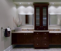 Contemporary Bathroom with Storage Cabinets - Kitchen Cra