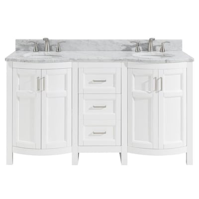Allen + roth Moravia 60-in White Double Sink Bathroom Vanity with .