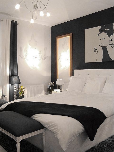 Black & white bedroom | repinned by PeachSkinSheets.com | Black .