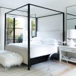 Black Canopy bed with White Bedside Tables - Transitional - Bedro