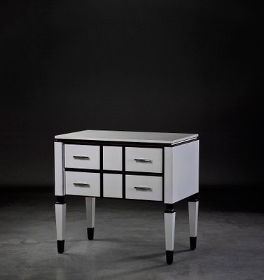 White Bedside Table with 2 Drawers and Dark Details by Jacobo .