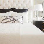 White Tufted Headboard with Black Nightstand - Contemporary - Bedro