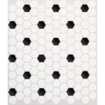 American Olean Satinglo Hex Ice White with Black Dot Honeycomb .