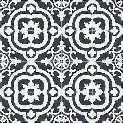 DELLA TORRE Cementina Black and White 8-in x 8-in Ceramic Tile .