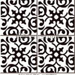 Ceramic tile pattern of black white curve spiral cros