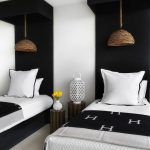 Lonny Magazine - bedrooms - black and white bedroom, twin .