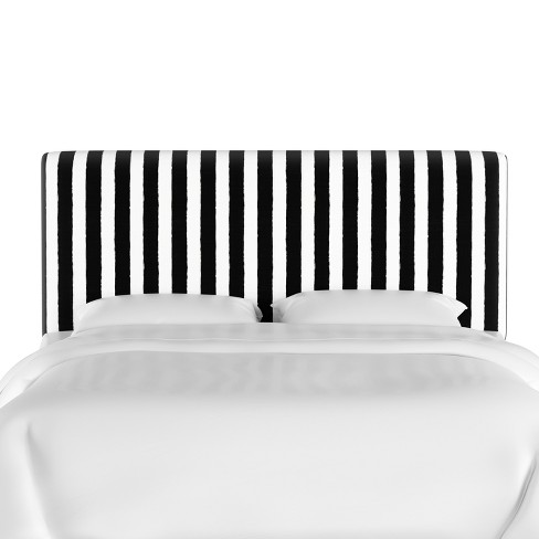 Twin Olivia Upholstered Headboard Black/White Stripe - Cloth .