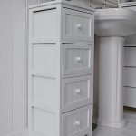 side view of the white tall bathroom storage cabinet | White .
