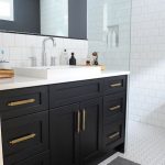 Black Bathroom Vanity with Gold Hardware, Vintage, Bathroom .