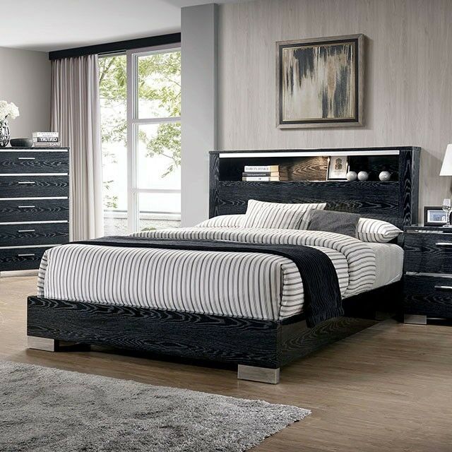 Modern Design Black Bedroom Furniture High Gloss Lacquer 1piece .