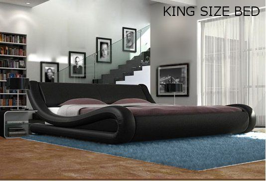 Details about Black White Designer Double King Size Bed Frame and .