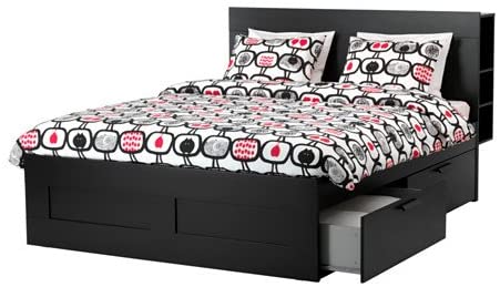 Amazon.com: Ikea Bed frame with storage & headboard, black King .