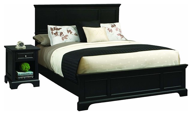 Traditional King Size Bed Frame and Night Stand, Solid Hardwood .
