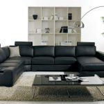 T35 Modern Black Leather Sectional Living Room Furnitu