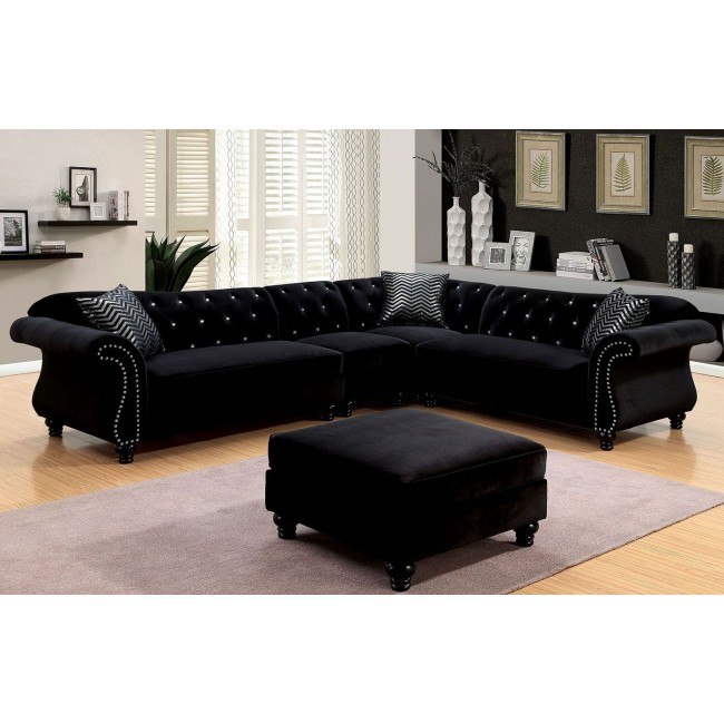 Jolanda Sectional Living Room Set (Black) Furniture Of America, 1 .