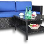 Amazon.com: Patio Garden Furniture Black Rattan Cushioned Sofa .