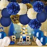 Amazon.com: Navy Blue Baby Shower Decorations-Navy Blue Cream Gold .