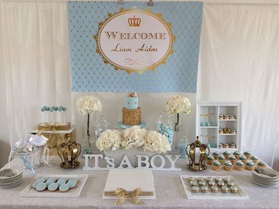 Blue And Gold Baby Shower Decorations