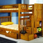 Casey Honey Pine Twin Bunk Bed with Ste