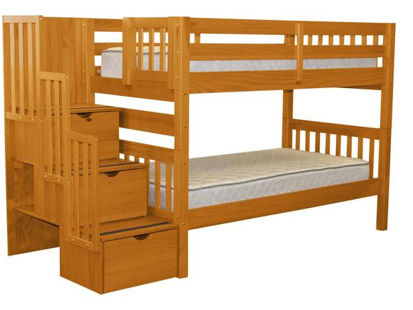 Bunk Beds Twin Stairway Honey $629 | Bunk Bed Ki