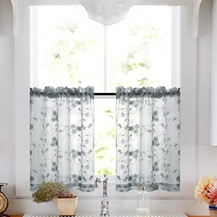Amazon.com: Tier Curtains 24 Inch Length Kitchen Cafe Floral .