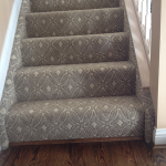Pattern carpet wrapped stairs with a sanding & refinish on .