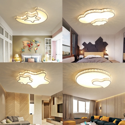Crystal Accent Style LED Light Living Room Flush Mount Ceiling .
