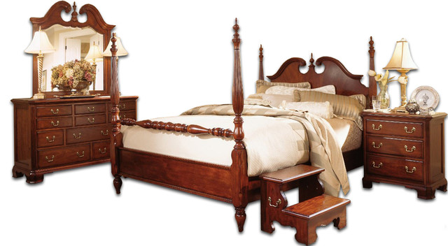 American Drew Cherry Grove Low Poster Bedroom Set - Traditional .