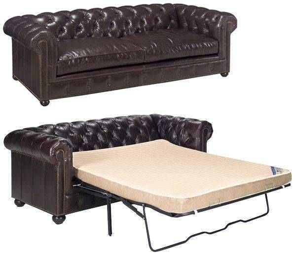 Barrington Leather Tufted Sleeper Sofa | Leather sleeper sofa .