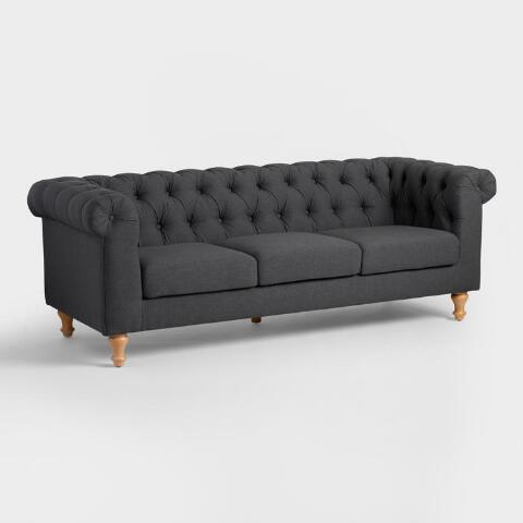 Charcoal Gray Quentin Chesterfield Sofa | World Mark