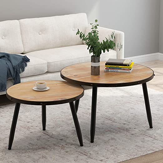 Amazon.com: Tribesigns Industrial Nesting Coffee Table Set of 2 .