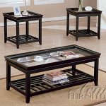 Ava Glass Top 3pc Coffee/End Table Set in Espresso Finish by Ac