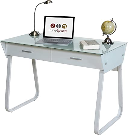 Amazon.com: OneSpace Ultramodern Glass Computer Desk with Drawers .