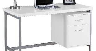 Computer Desk With Drawers - Silver Metal & White - EveryRoom : Targ