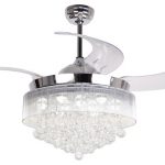 Modern LED Crystal Ceiling Fans with Foldable Blades .