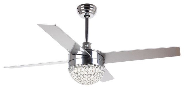 Crystal Modern Ceiling Fan With Remote Control, Chrome .