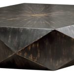 Faceted Large Round Wood Coffee Table, Modern Geometric Block .