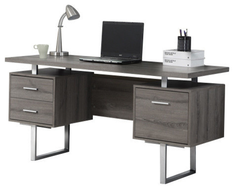 60" Silver Metal Computer Desk - Contemporary - Desks And Hutches .
