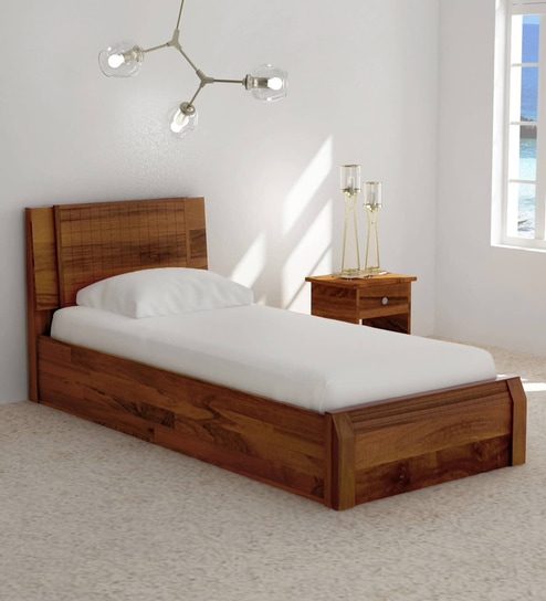 Buy Verkko Solid Wood Single Bed with Box Storage in Warm Rich .