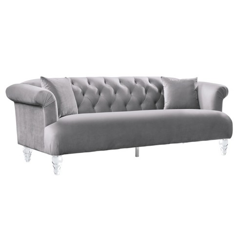 Armen Living Elegance Contemporary Sofa Velvet Gray : Targ